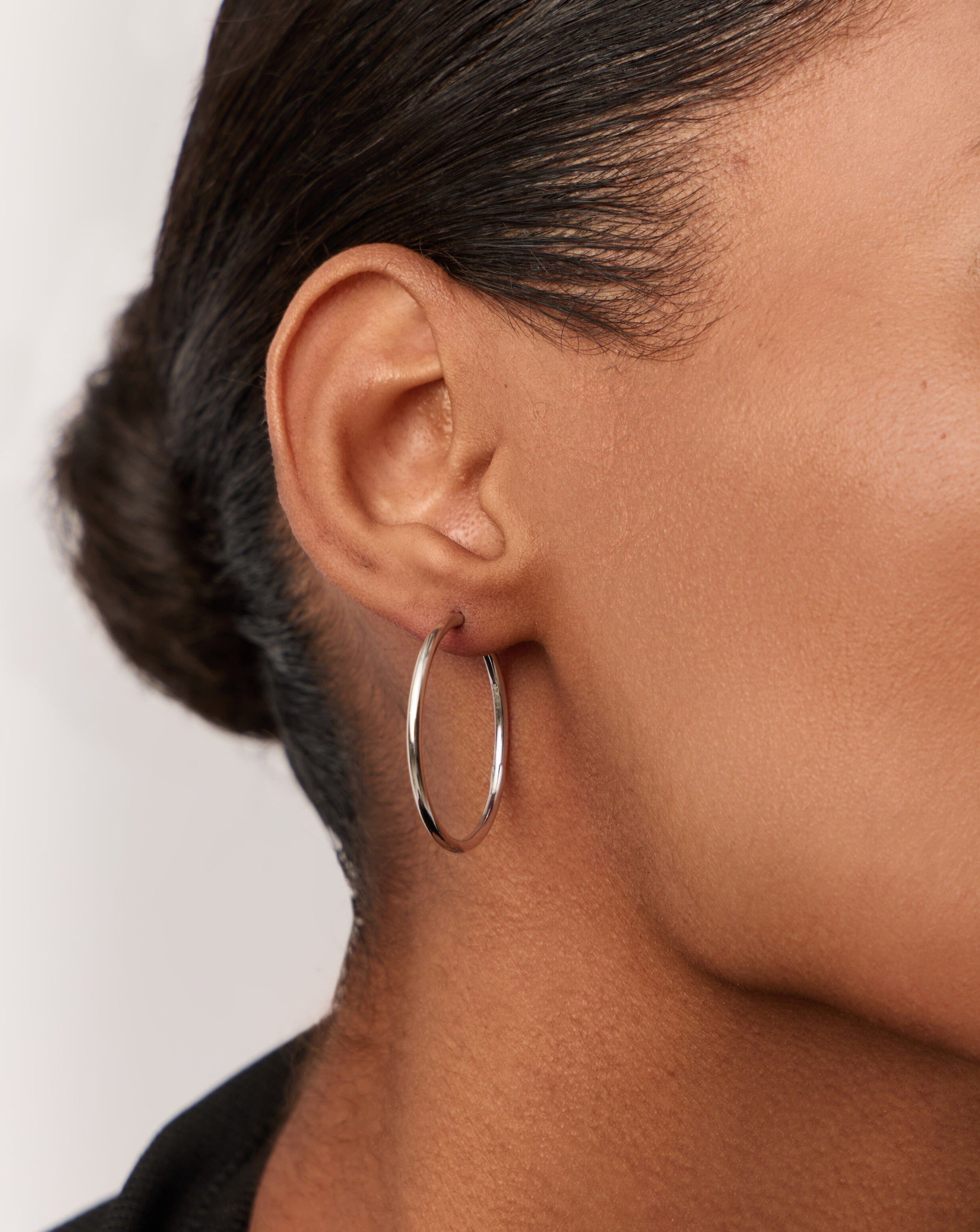 Classic Medium Hoop Earrings | Rhodium Plated on Recycled Sterling Silver Earrings Missoma 