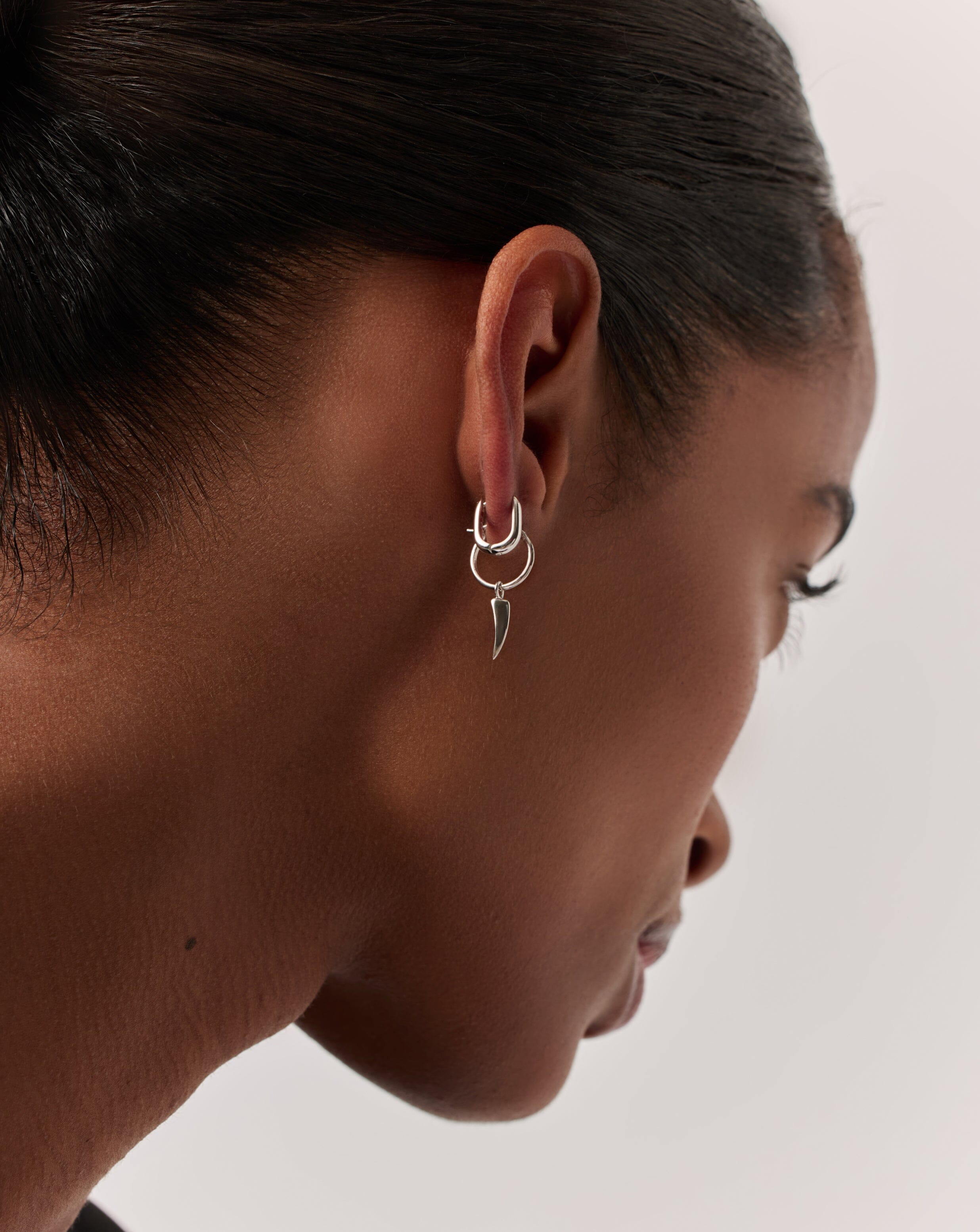 Classic Ovate Huggies| Rhodium Plated on Recycled Sterling Silver Earrings Missoma 