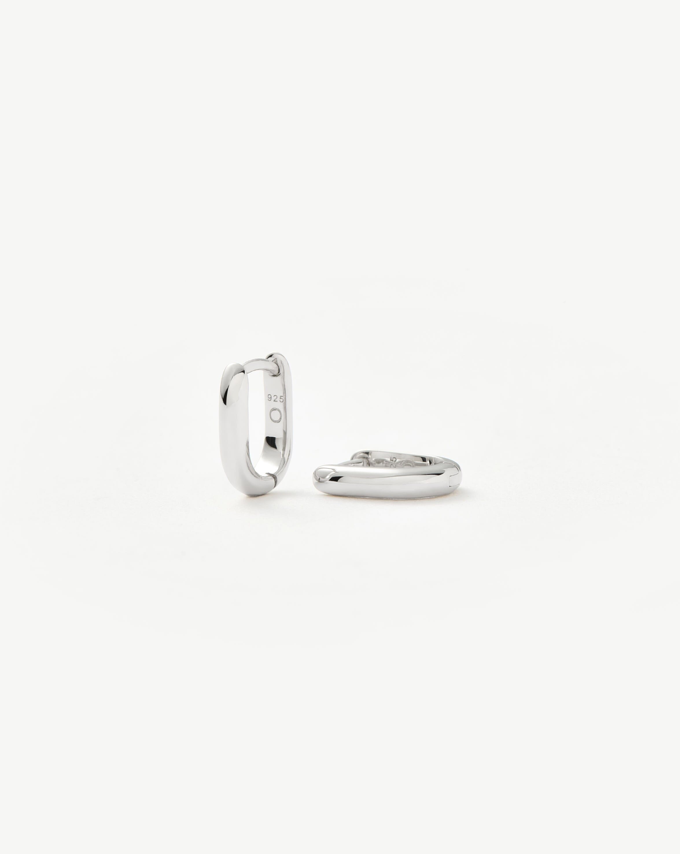 Classic Ovate Huggies| Rhodium Plated on Recycled Sterling Silver Earrings Missoma 