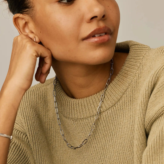 Classic Paperclip Chain Necklace | Platinum Plated Necklaces Missoma 