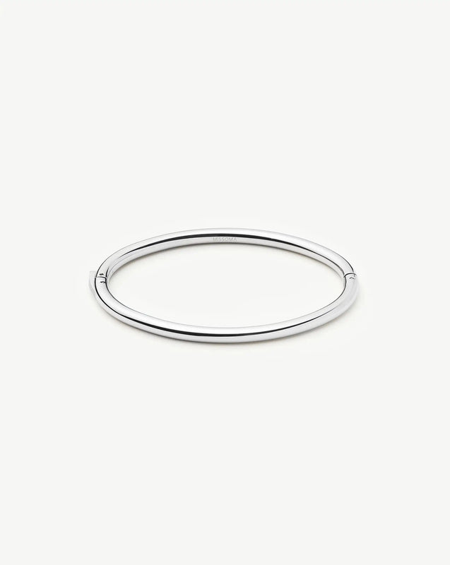 Classic Round Hinged Bangle | Platinum Plated