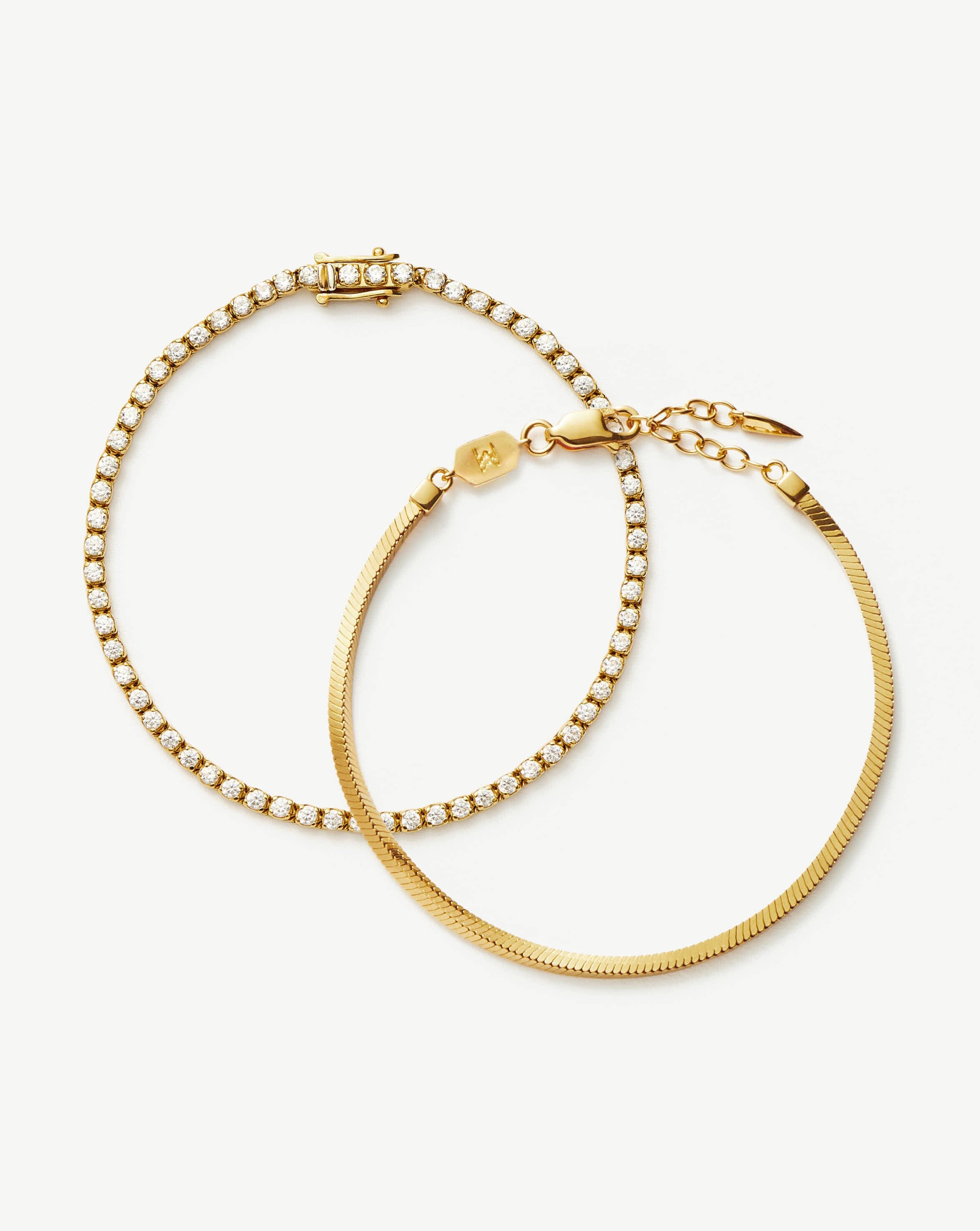 Classic Tennis & Snake Chain Bracelet Set | 18k Gold Vermeil Layering Sets Missoma 