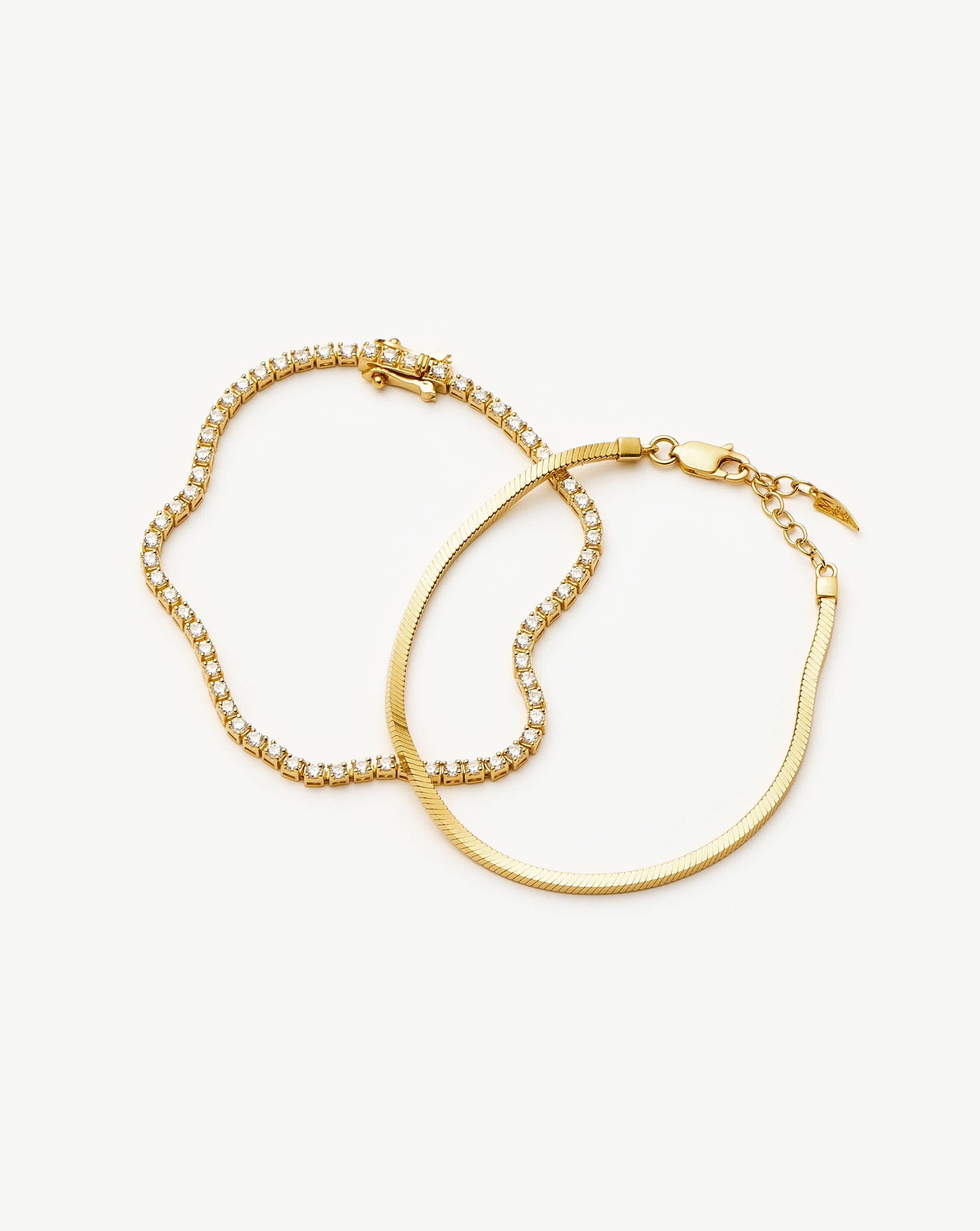 Classic Tennis & Snake Chain Bracelet Set | 18k Gold Vermeil Layering Sets Missoma 