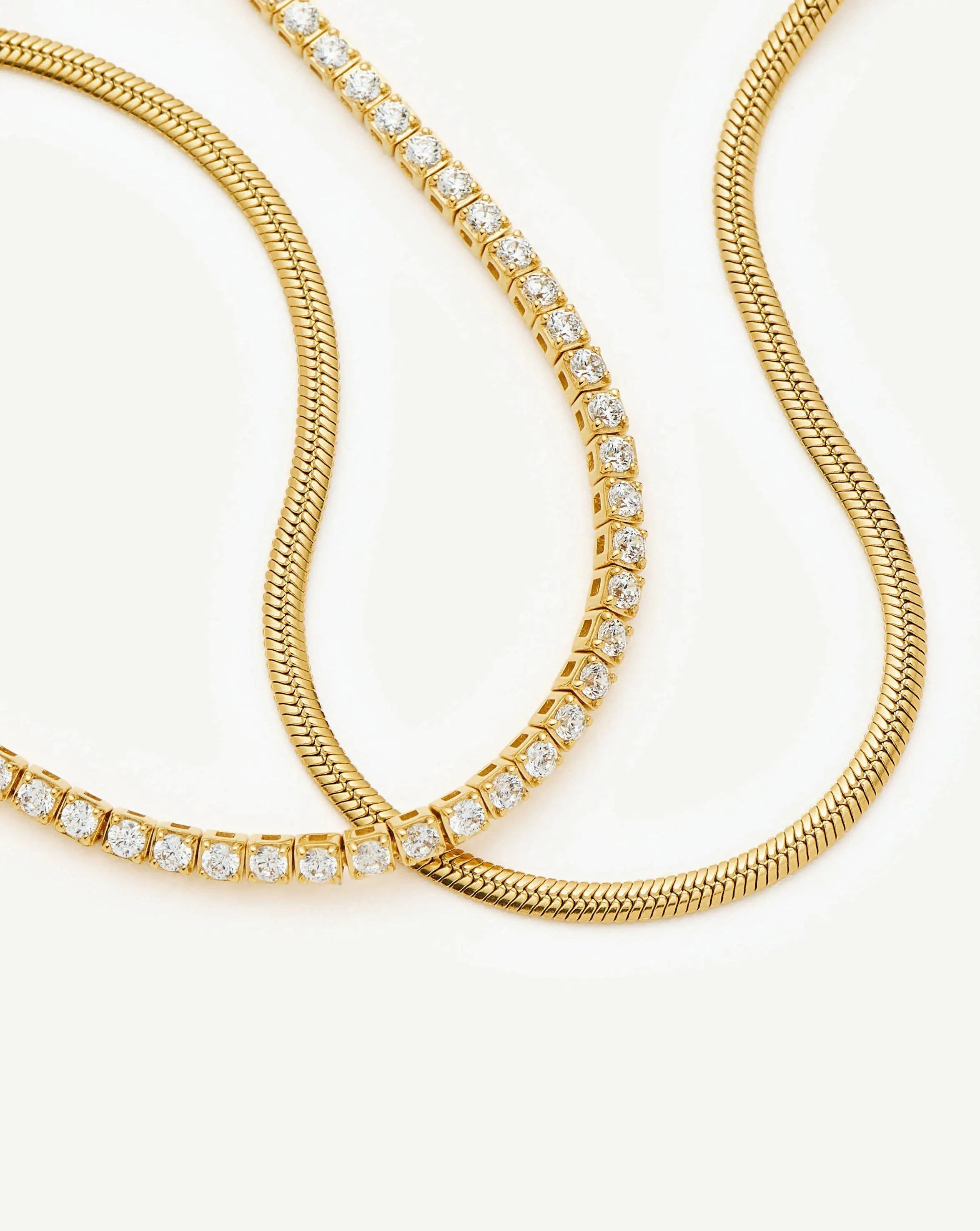 Classic Tennis & Snake Chain Bracelet Set | 18k Gold Vermeil/18k Gold Plated Bracelets Missoma 