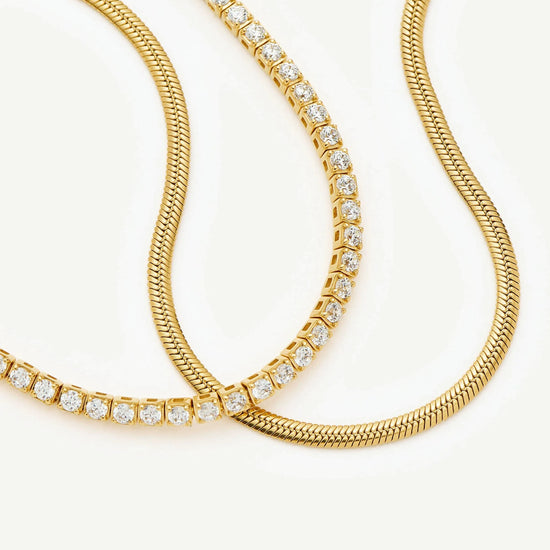 Classic Tennis & Snake Chain Bracelet Set | 18k Gold Vermeil/18k Gold Plated Bracelets Missoma 
