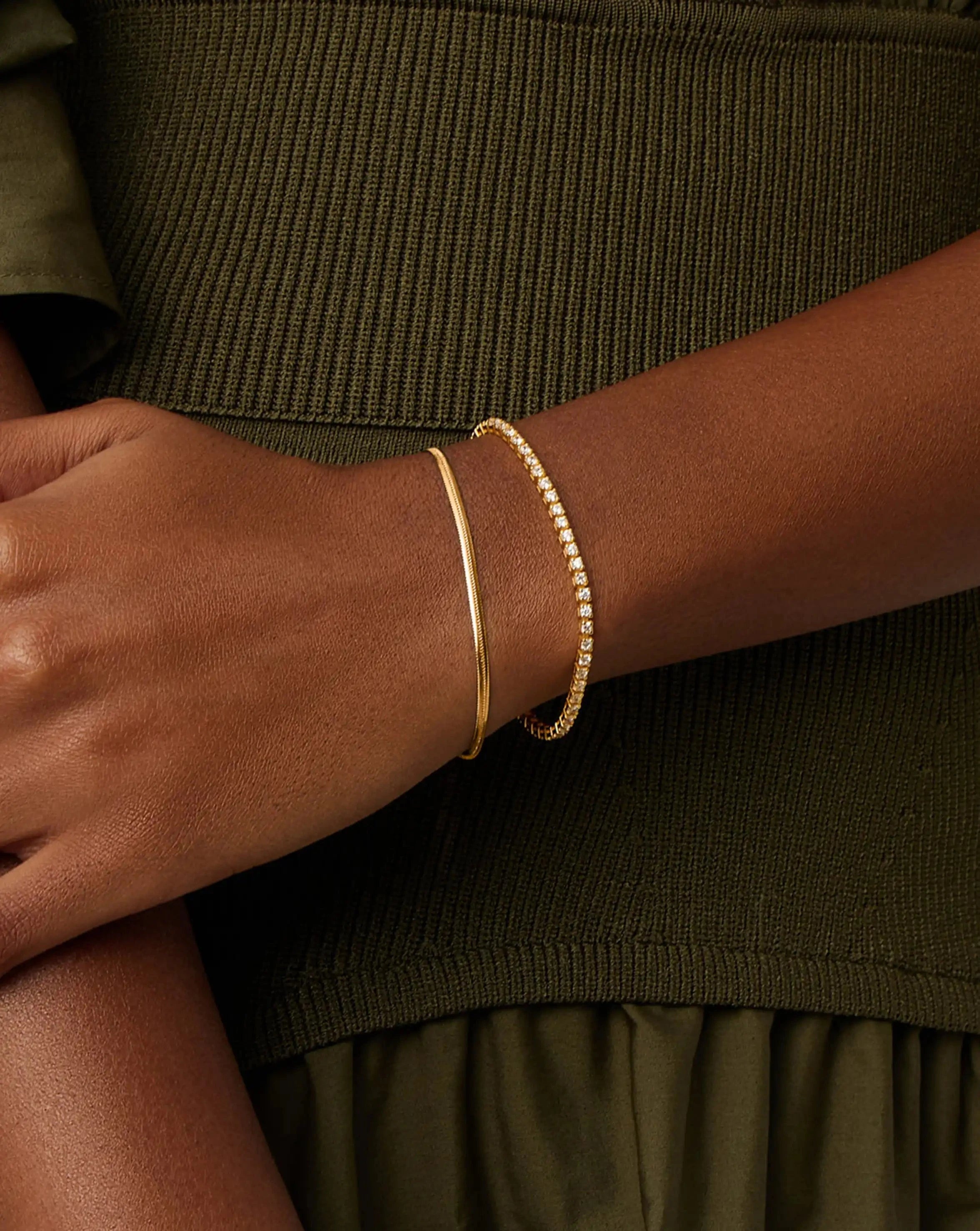 Classic Tennis & Snake Chain Bracelet Set | 18k Gold Vermeil/18k Gold Plated Bracelets Missoma 