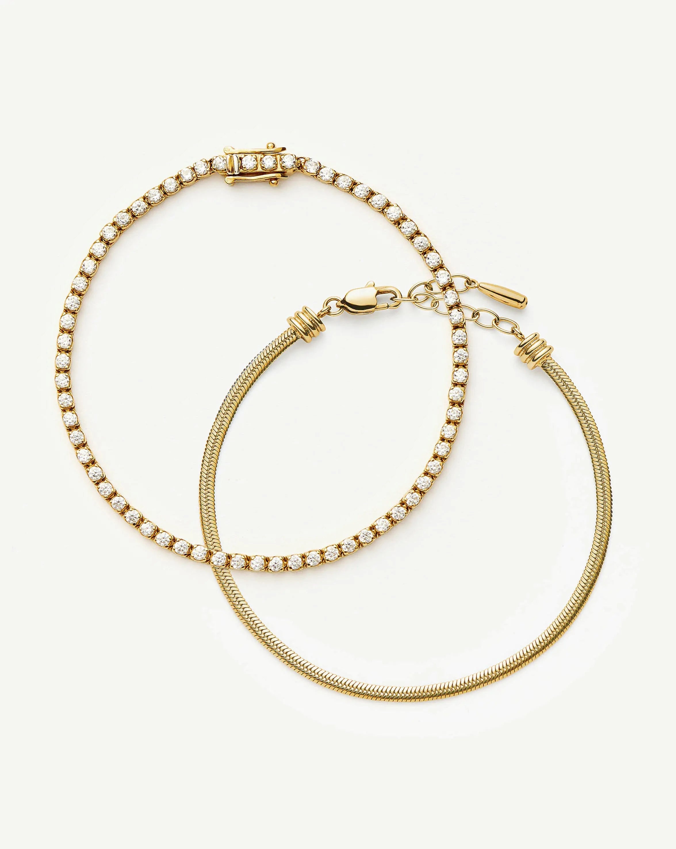 Classic Tennis & Snake Chain Bracelet Set | 18k Gold Vermeil/18k Gold Plated Bracelets Missoma 