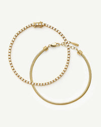 Classic Tennis & Snake Chain Bracelet Set | 18k Gold Vermeil/18k Gold Plated Bracelets Missoma 