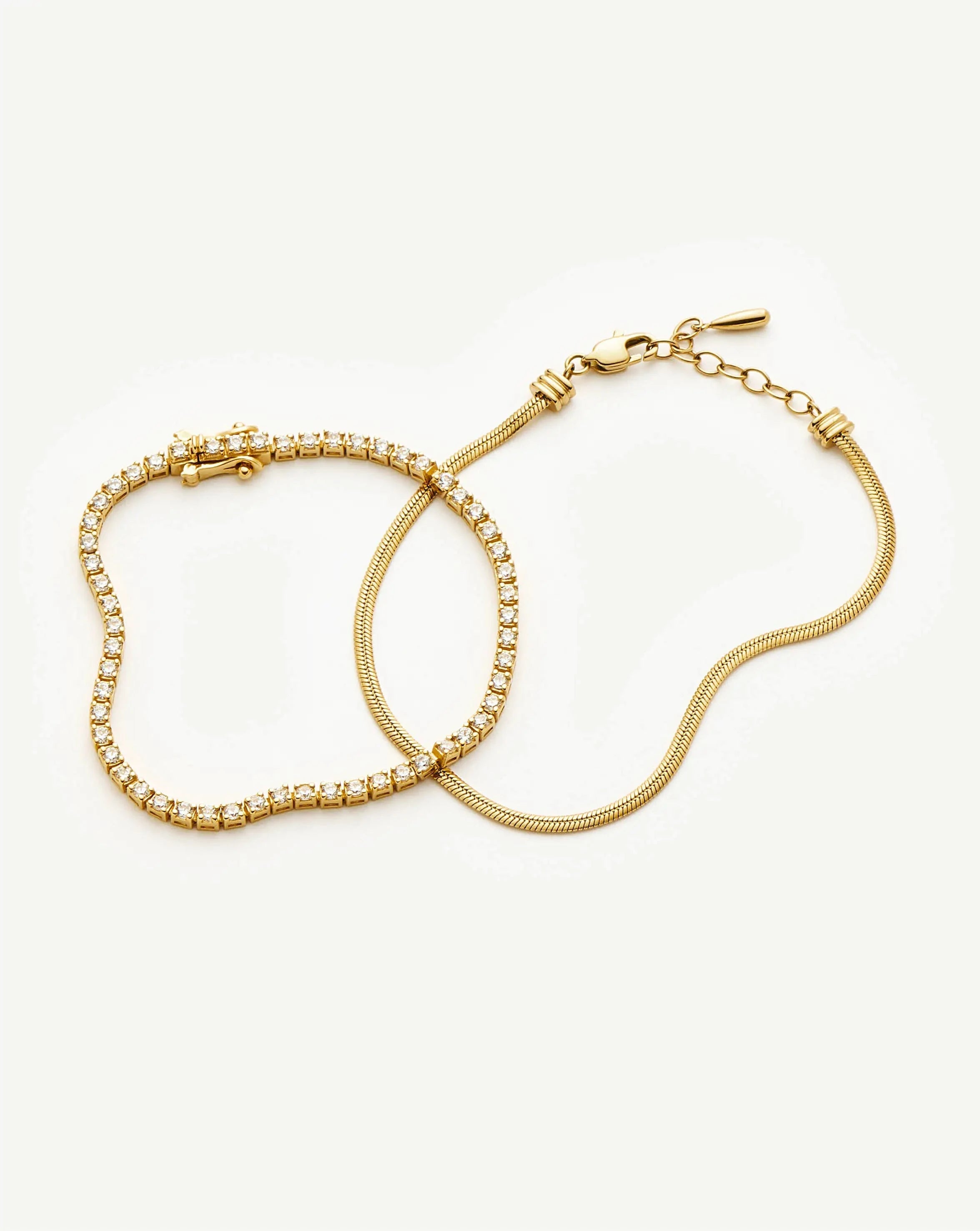 Classic Tennis & Snake Chain Bracelet Set | 18k Gold Vermeil/18k Gold Plated Bracelets Missoma 