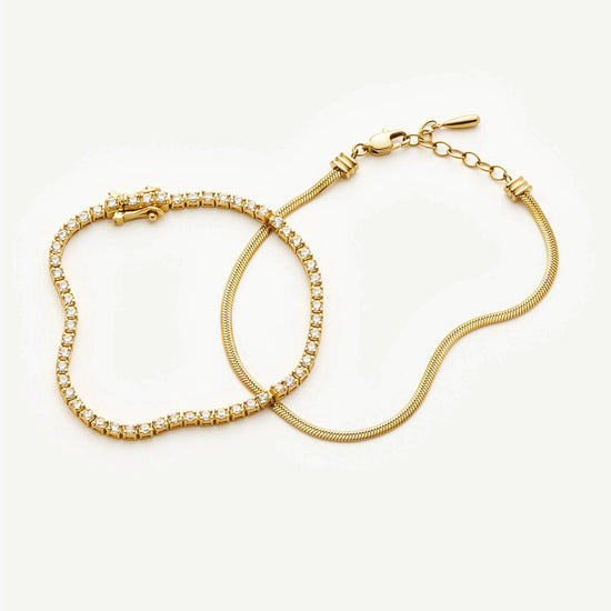 Classic Tennis & Snake Chain Bracelet Set | 18k Gold Vermeil/18k Gold Plated Bracelets Missoma 