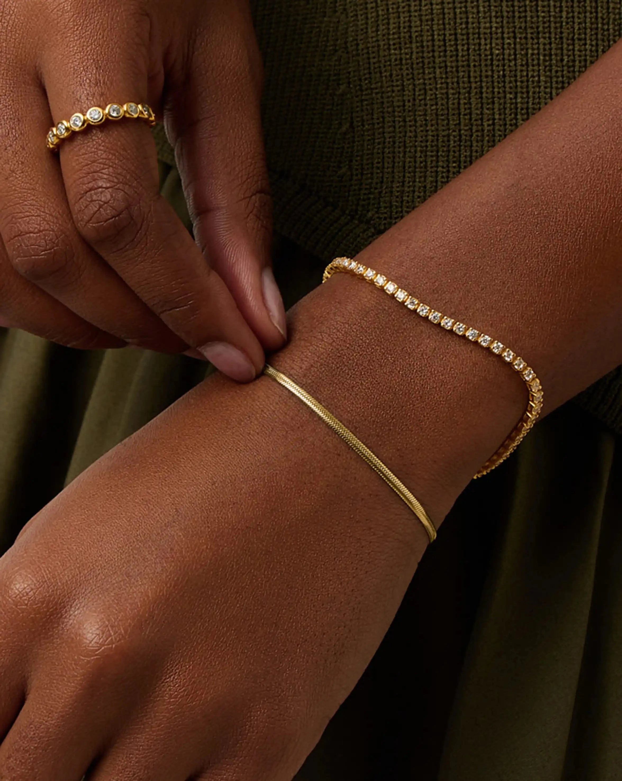 Classic Tennis & Snake Chain Bracelet Set | 18k Gold Vermeil/18k Gold Plated Bracelets Missoma 