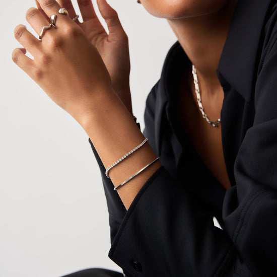 Classic Tennis & Snake Chain Bracelet Set | Sterling Silver Bracelets Missoma 