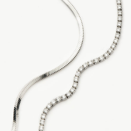 Classic Tennis & Snake Chain Bracelet Set | Sterling Silver Layering Sets Missoma 