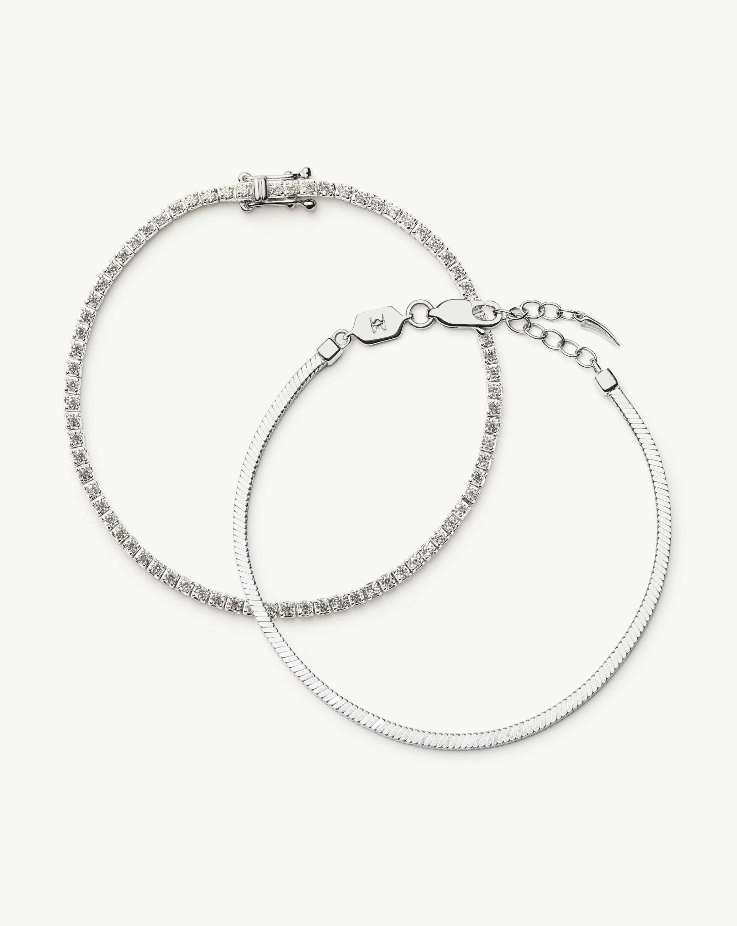 Classic Tennis & Snake Chain Bracelet Set | Sterling Silver Layering Sets Missoma 