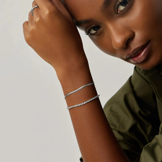 Classic Tennis & Snake Chain Bracelet Set | Sterling Silver/Platinum Plated Bracelets Missoma 