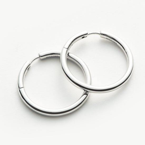 Classic Tunnel Large Hoop Earrings | Silver Plated Earrings Missoma 