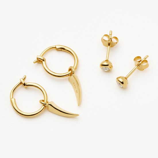 Claw Hoop & Stud Earrings Set | 18ct Gold Vermeil Layering Sets Missoma 