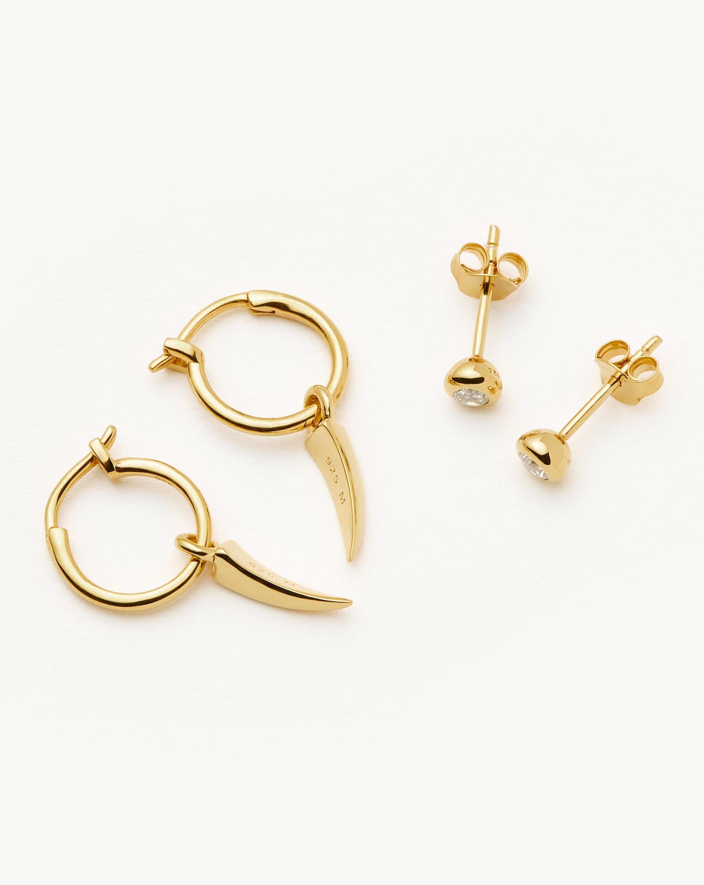 Claw Hoop & Stud Earrings Set | 18ct Gold Vermeil Layering Sets Missoma 