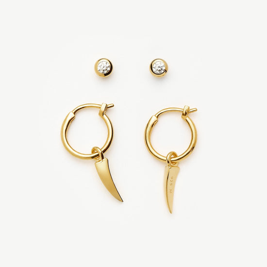Claw Hoop & Stud Earrings Set | 18ct Gold Vermeil Layering Sets Missoma 
