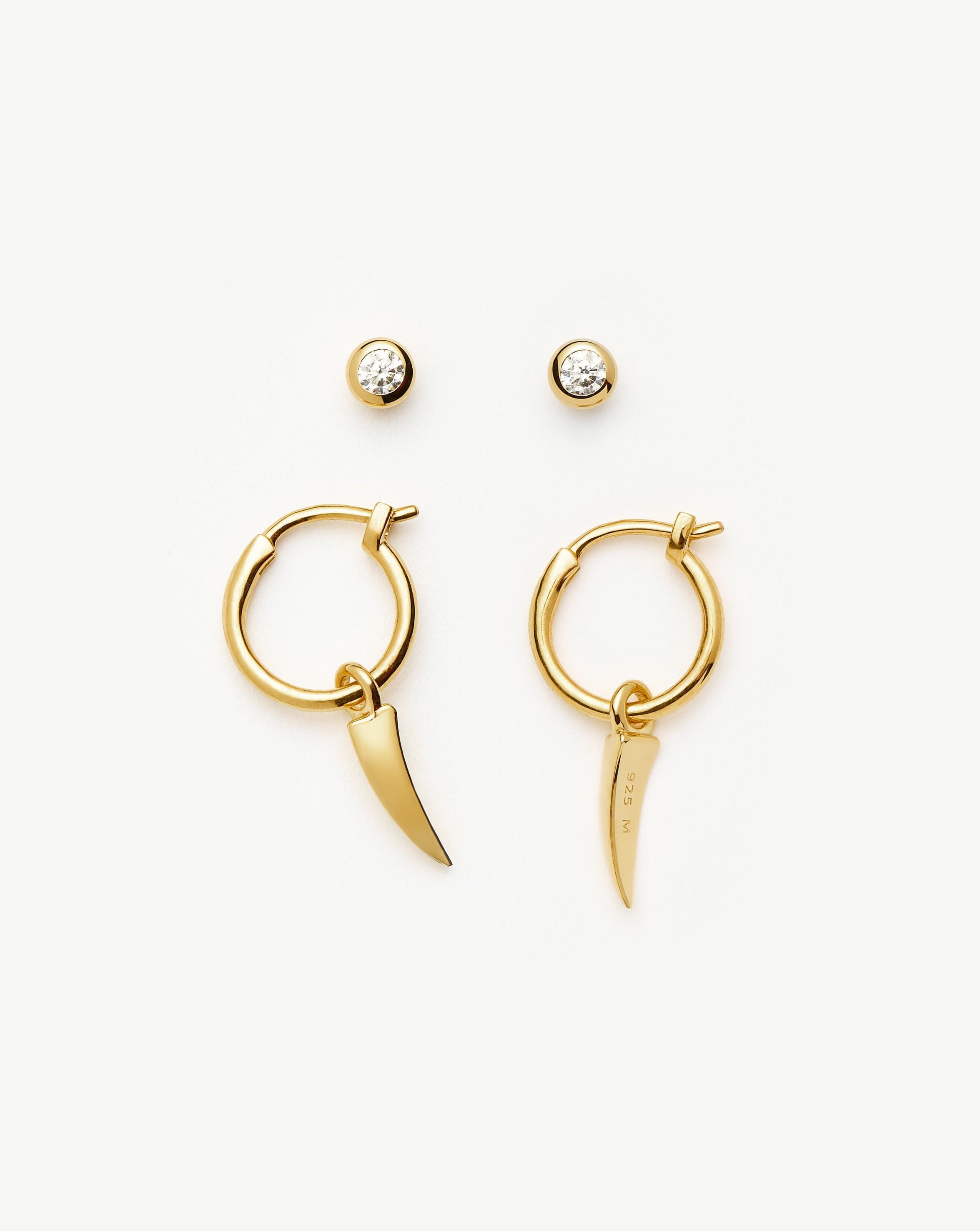 Claw Hoop & Stud Earrings Set | 18ct Gold Vermeil Layering Sets Missoma 