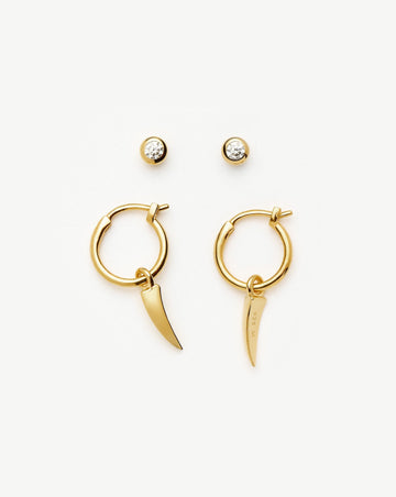Claw Hoop & Stud Earrings Set | 18ct Gold Vermeil Layering Sets Missoma 
