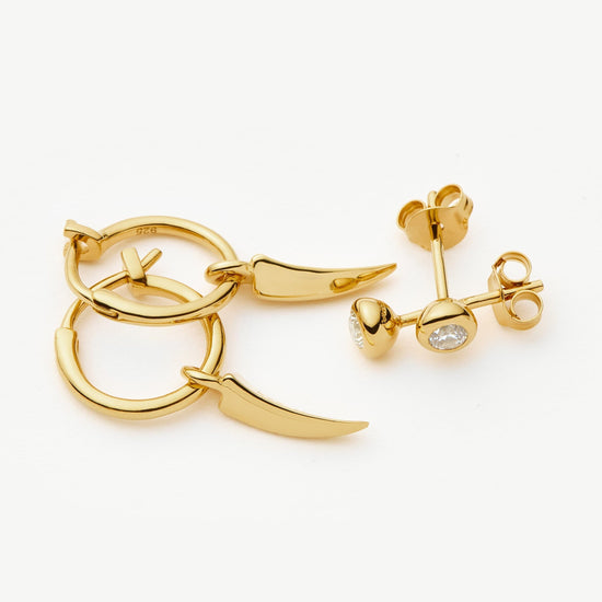Claw Hoop & Stud Earrings Set | 18ct Gold Vermeil Layering Sets Missoma 