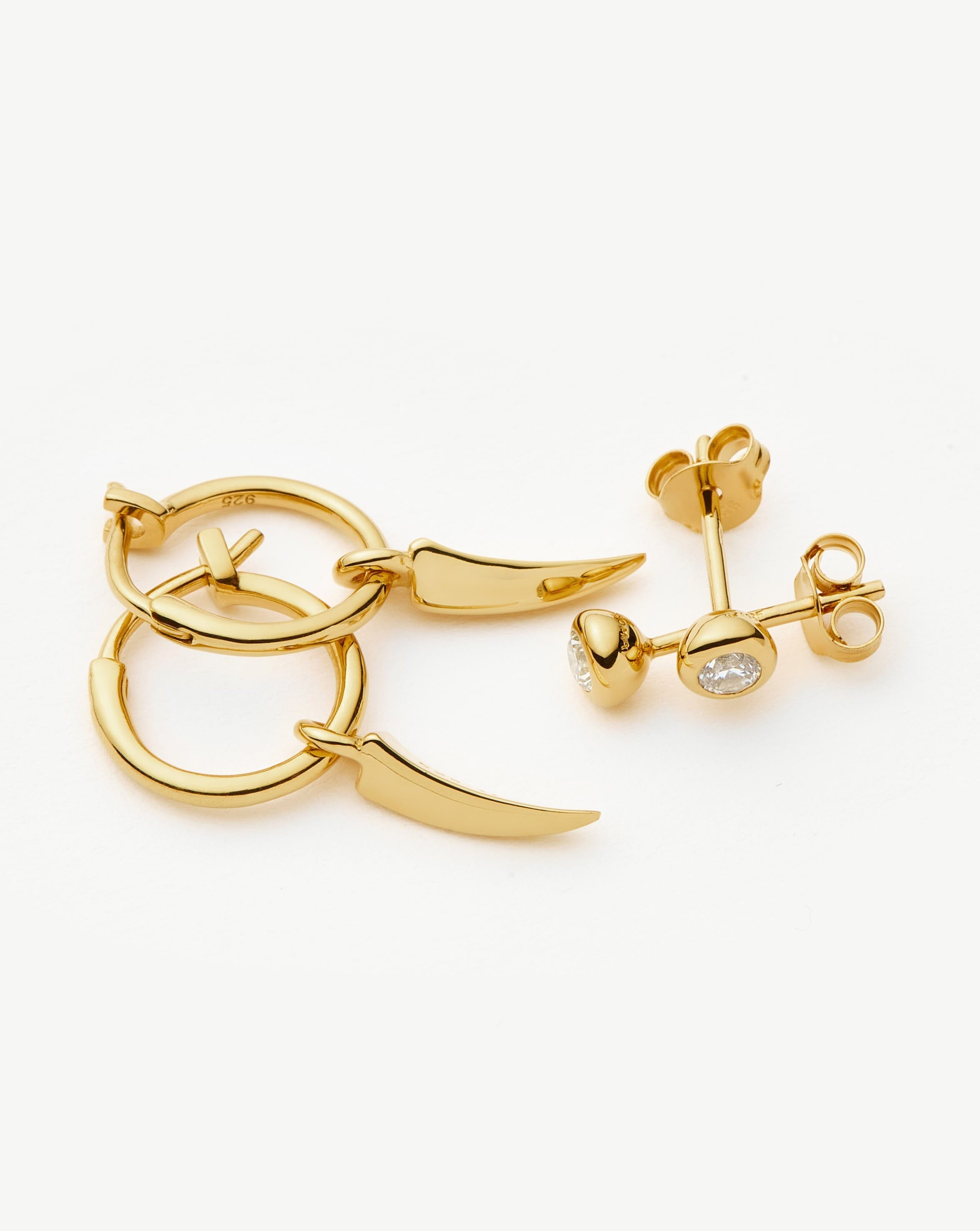 Claw Hoop & Stud Earrings Set | 18ct Gold Vermeil Layering Sets Missoma 