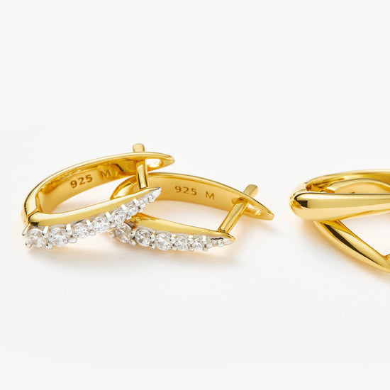 Claw Pave Huggies Earring Set | 18ct Gold Plated Vermeil/Pavé Earrings Missoma 