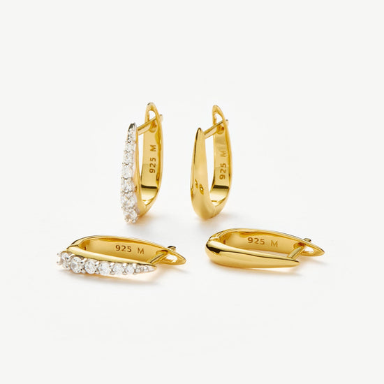 Claw Pave Huggies Earring Set | 18ct Gold Plated Vermeil/Pavé Earrings Missoma 