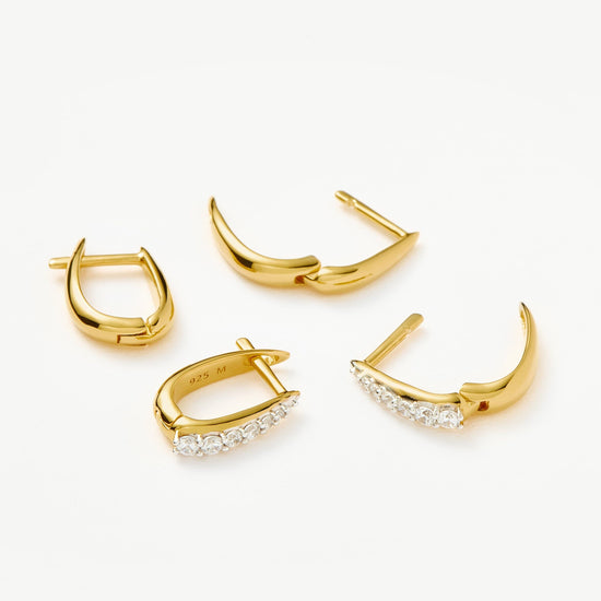 Claw Pave Huggies Earring Set | 18ct Gold Plated Vermeil/Pavé Earrings Missoma 