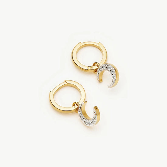 Crescent Moon Mini Charm Hoop Earrings | 18k Gold Plated/Cubic Zirconia Earrings Missoma 