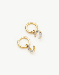 Crescent Moon Mini Charm Hoop Earrings | 18k Gold Plated/Cubic Zirconia Earrings Missoma 