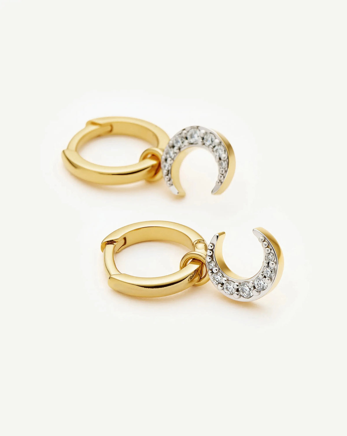 Crescent Moon Mini Charm Hoop Earrings | 18k Gold Plated/Cubic Zirconia Earrings Missoma 