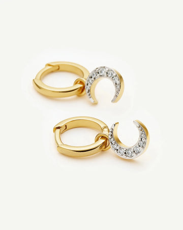 Crescent Moon Mini Charm Hoop Earrings | 18k Gold Plated/Cubic Zirconia Earrings Missoma 