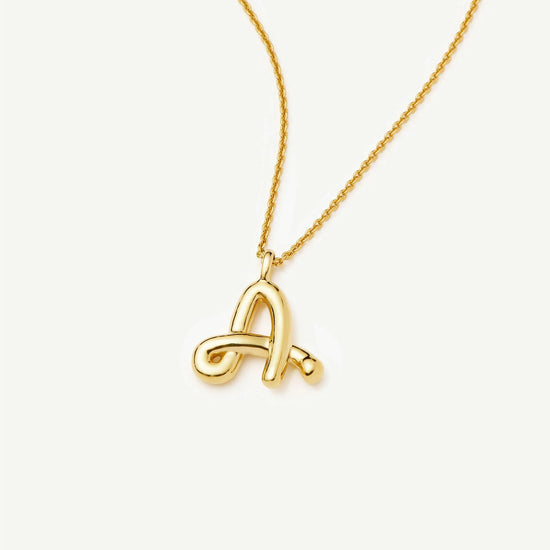 Curly Molten Initial Pendant Necklace - A | 18k Gold Vermeil Necklaces Missoma 