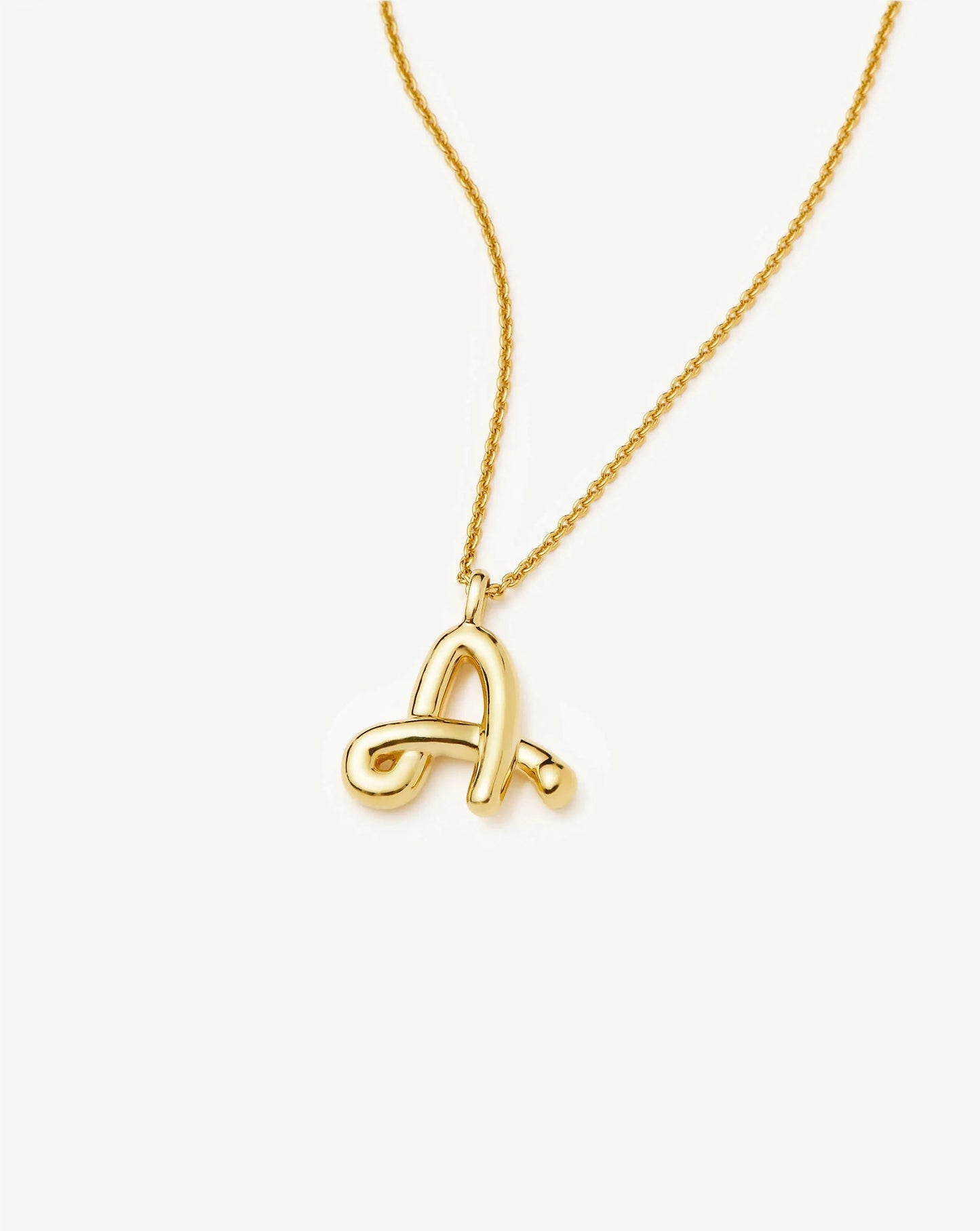 Curly Molten Initial Pendant Necklace - A | 18k Gold Vermeil Necklaces Missoma 