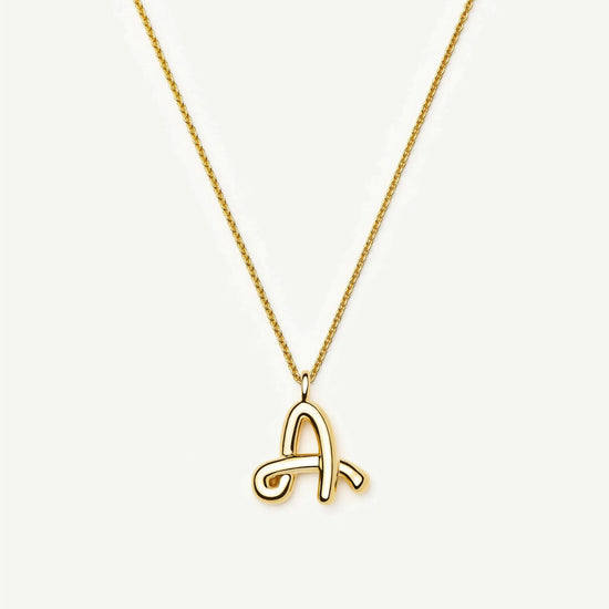 Curly Molten Initial Pendant Necklace - A | 18k Gold Vermeil Necklaces Missoma 