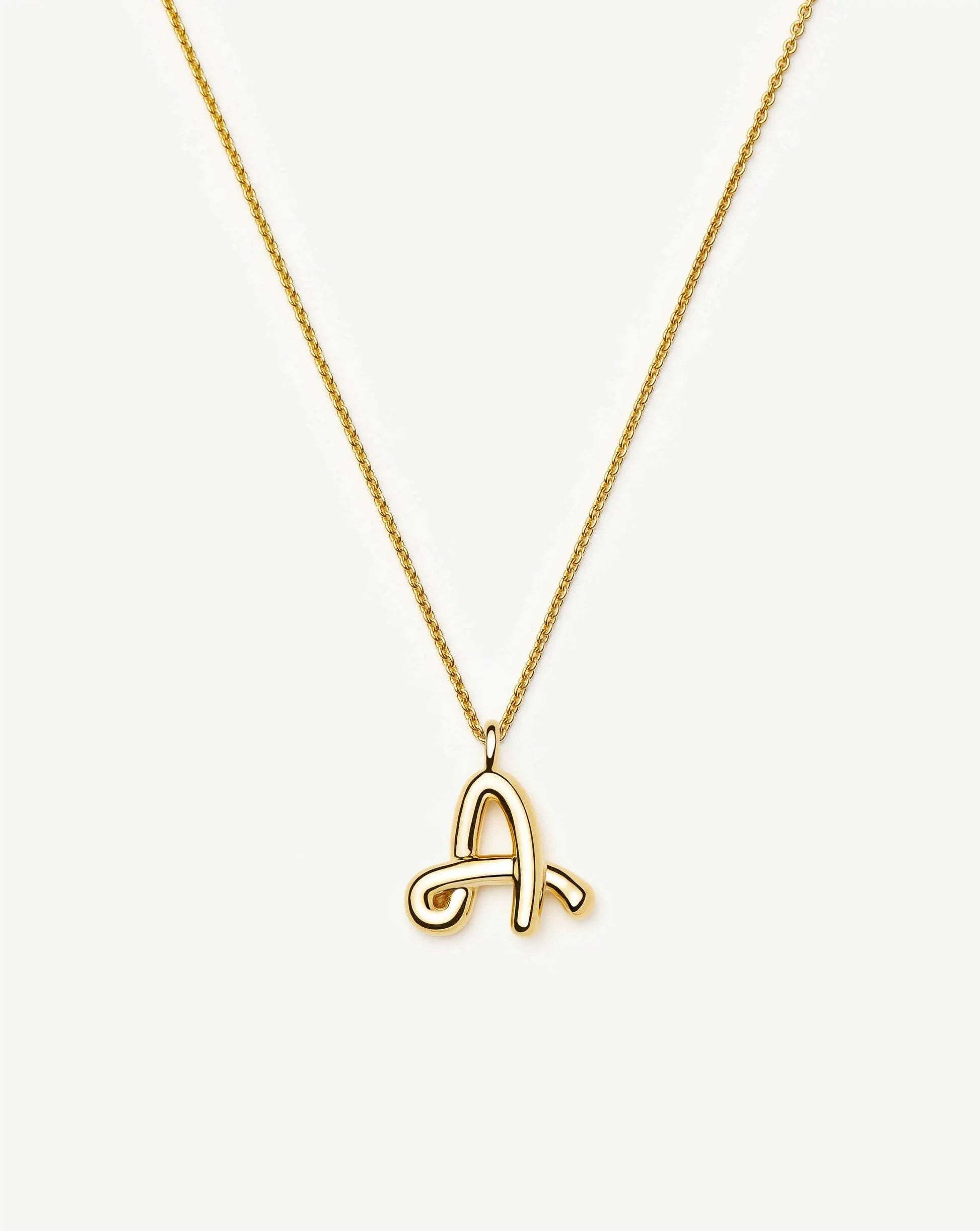 Curly Molten Initial Pendant Necklace - A | 18k Gold Vermeil Necklaces Missoma 