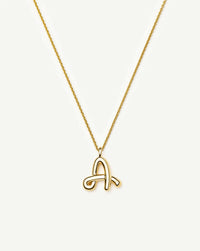 Curly Molten Initial Pendant Necklace - A | 18k Gold Vermeil Necklaces Missoma 