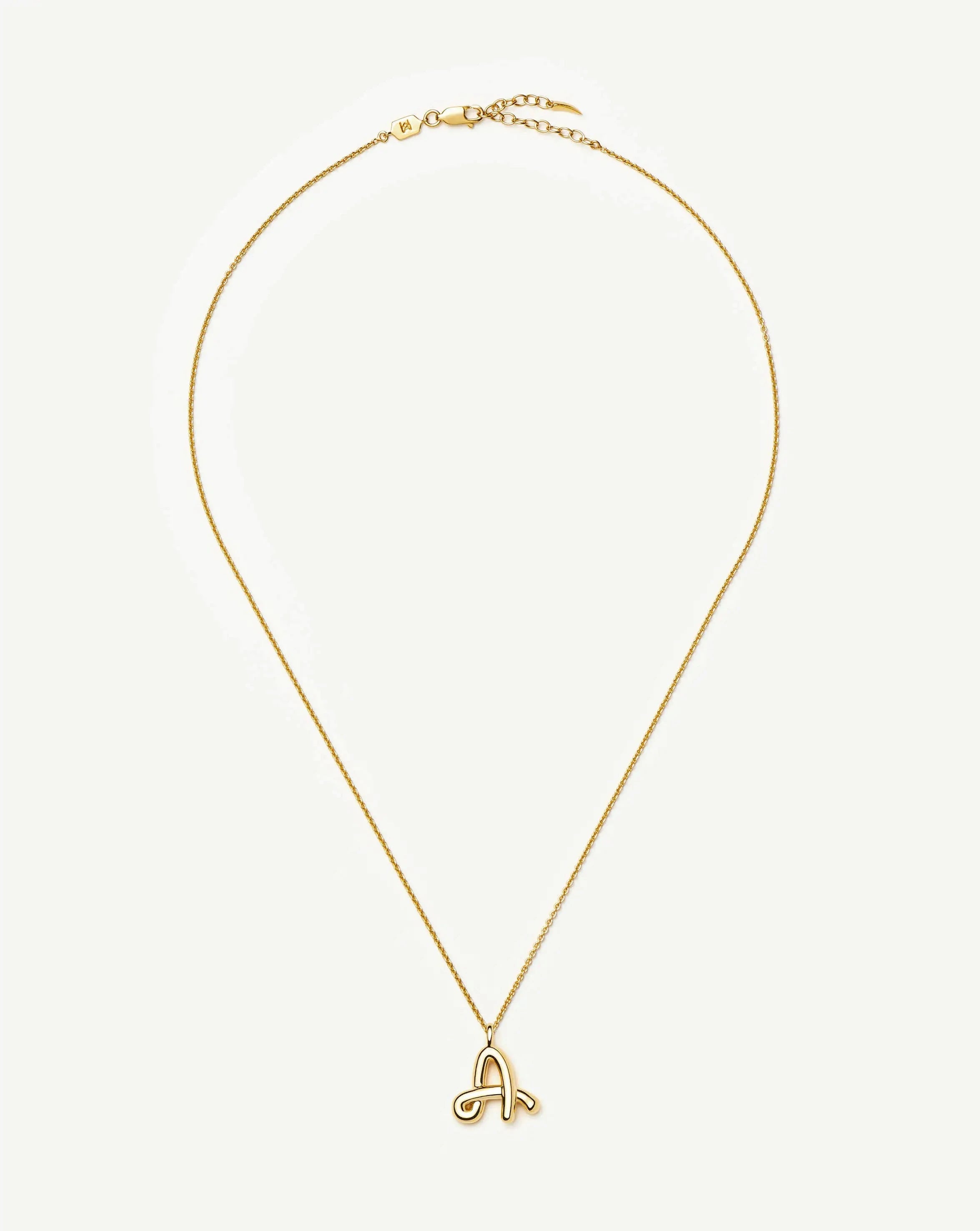 Curly Molten Initial Pendant Necklace - A | 18k Gold Vermeil Necklaces Missoma 