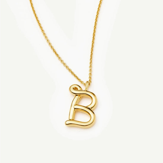 Curly Molten Initial Pendant Necklace - B | 18k Gold Vermeil Necklaces Missoma 