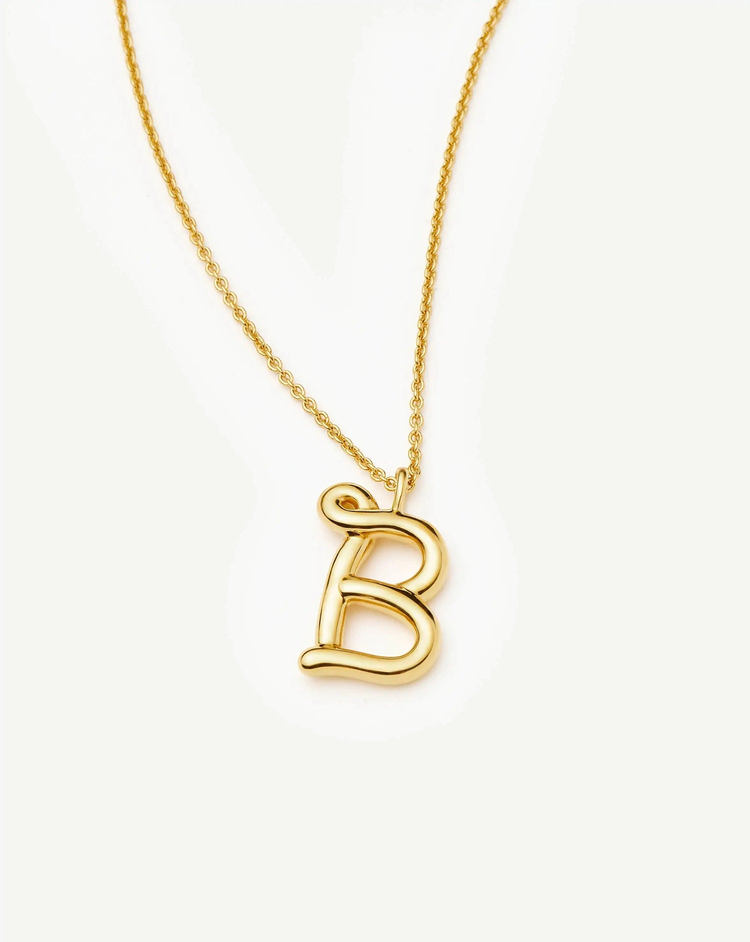 Curly Molten Initial Pendant Necklace - B | 18k Gold Vermeil Necklaces Missoma 
