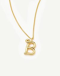 Curly Molten Initial Pendant Necklace - B | 18k Gold Vermeil Necklaces Missoma 