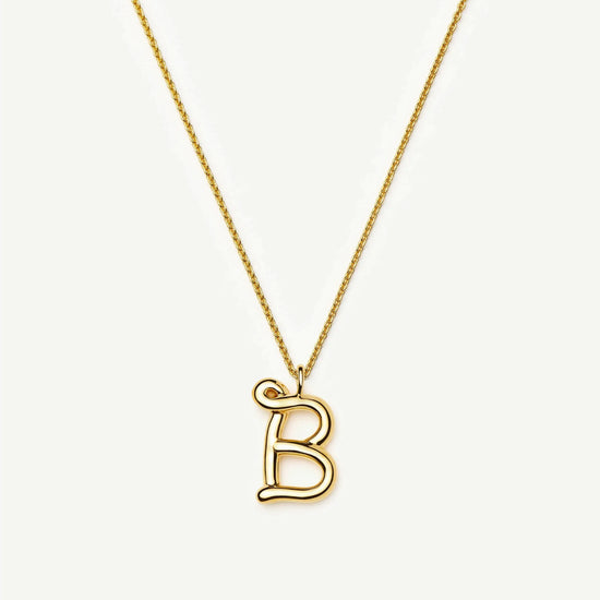 Curly Molten Initial Pendant Necklace - B | 18k Gold Vermeil Necklaces Missoma 