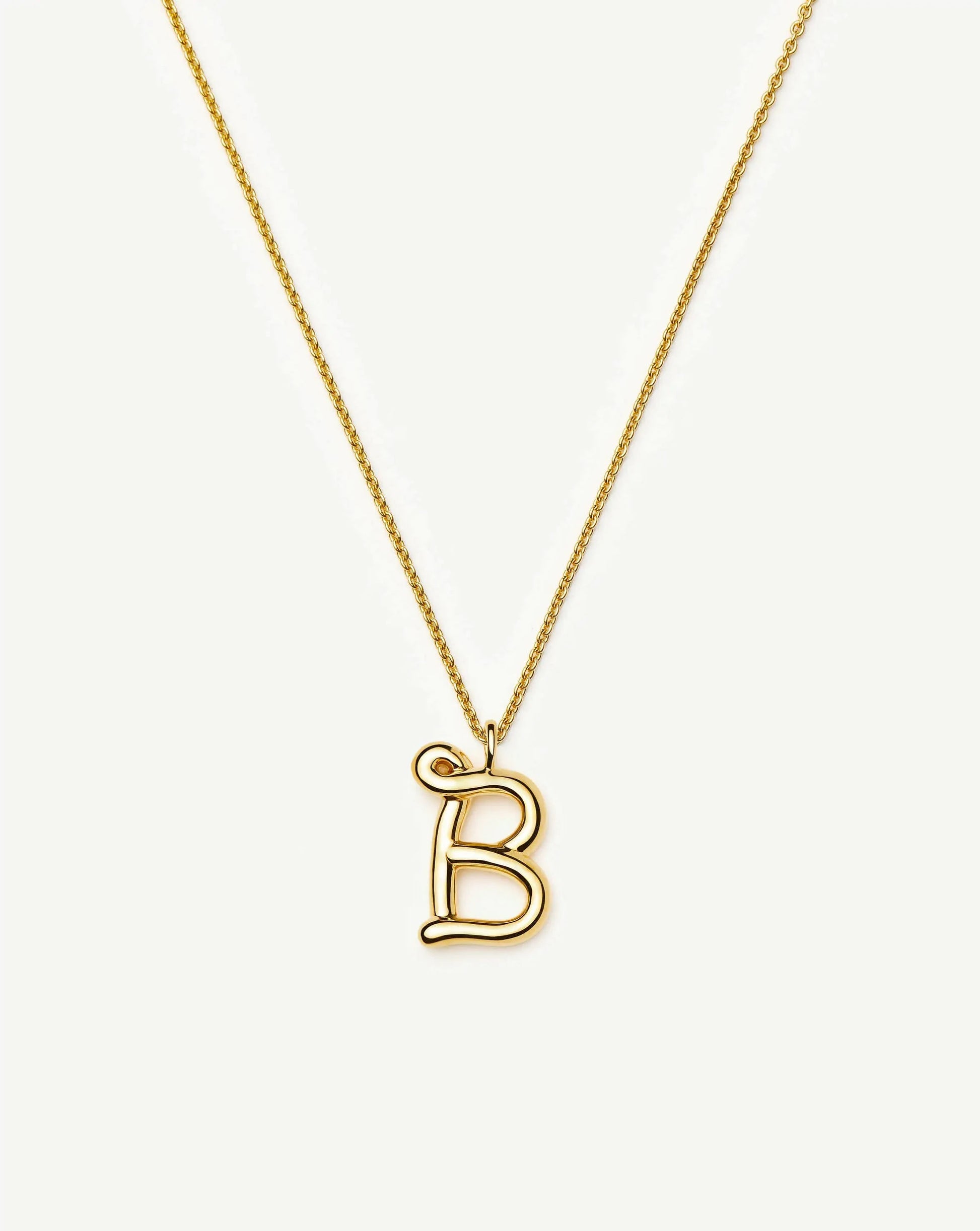 Curly Molten Initial Pendant Necklace - B | 18k Gold Vermeil Necklaces Missoma 