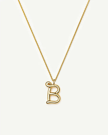 Curly Molten Initial Pendant Necklace - B | 18k Gold Vermeil Necklaces Missoma 
