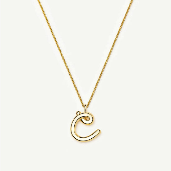 Curly Molten Initial Pendant Necklace - C | 18k Gold Vermeil Necklaces Missoma 