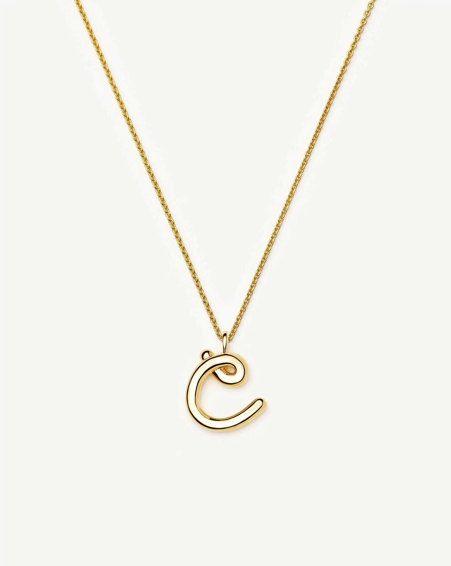 Curly Molten Initial Pendant Necklace - C | 18k Gold Vermeil Necklaces Missoma 