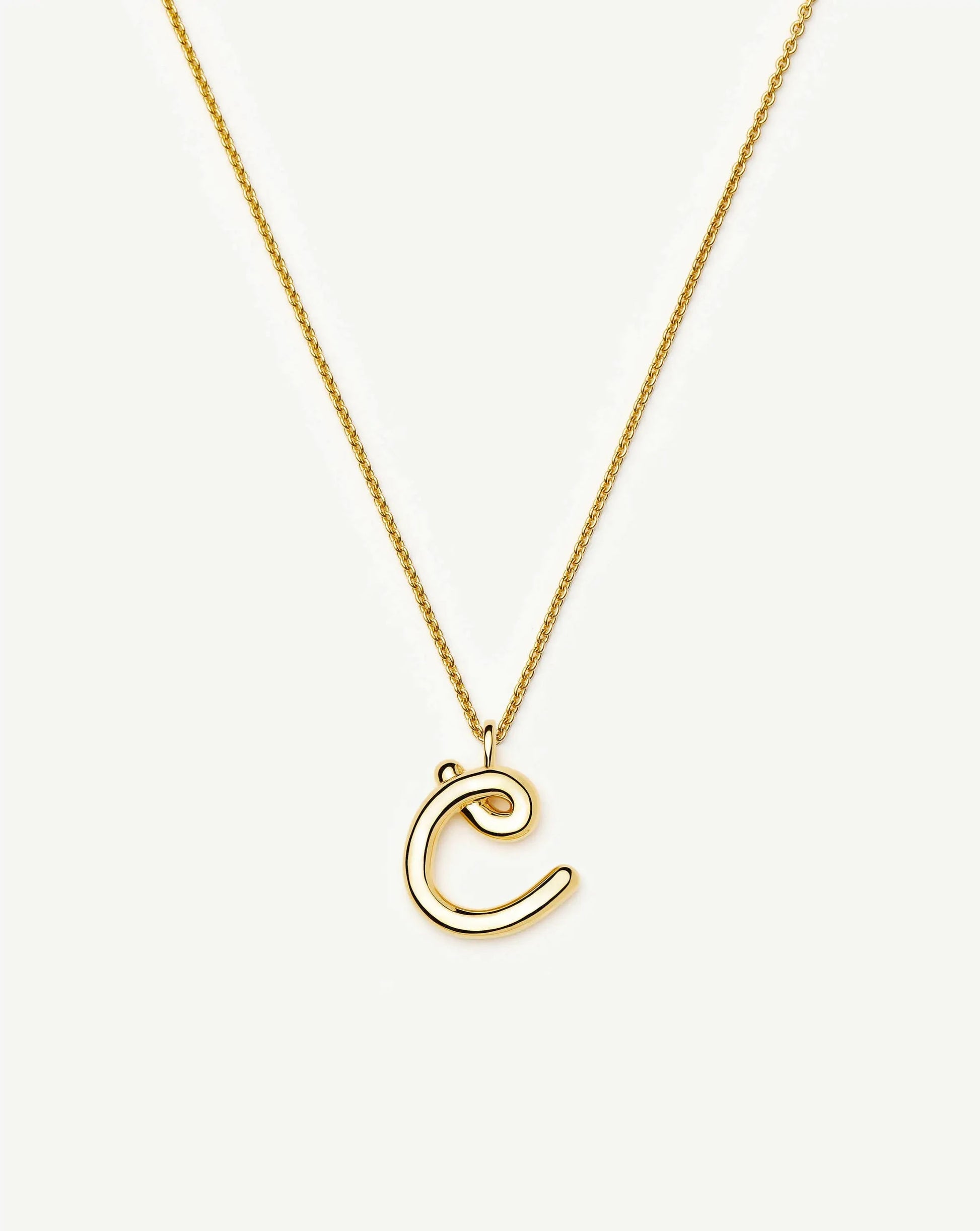 Curly Molten Initial Pendant Necklace - C | 18k Gold Vermeil Necklaces Missoma 