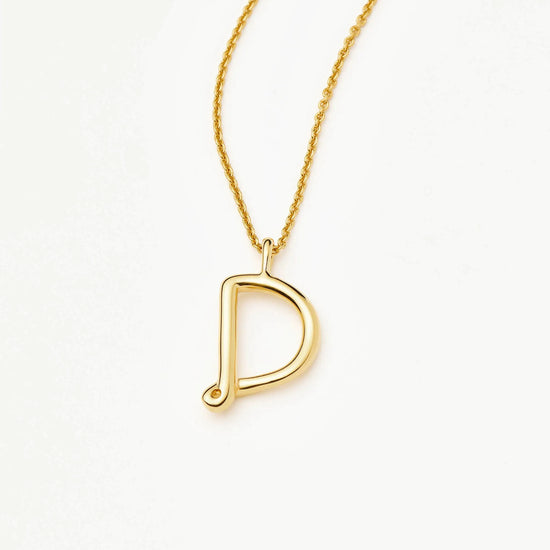 Curly Molten Initial Pendant Necklace - D | 18k Gold Vermeil Necklaces Missoma 